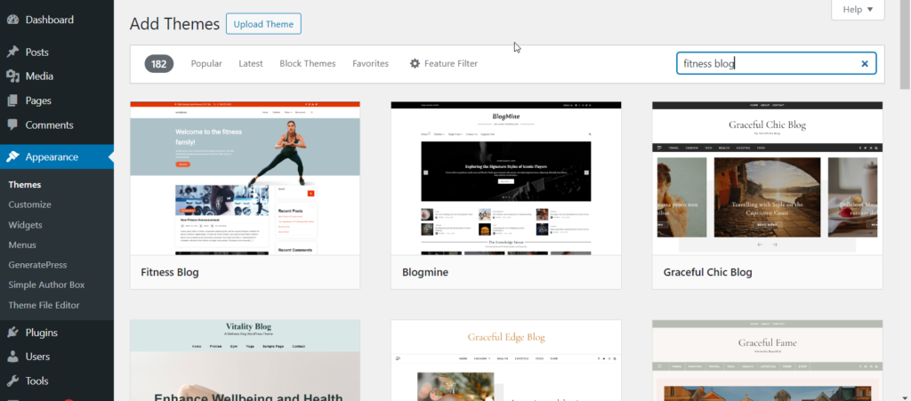fitness themes for blog